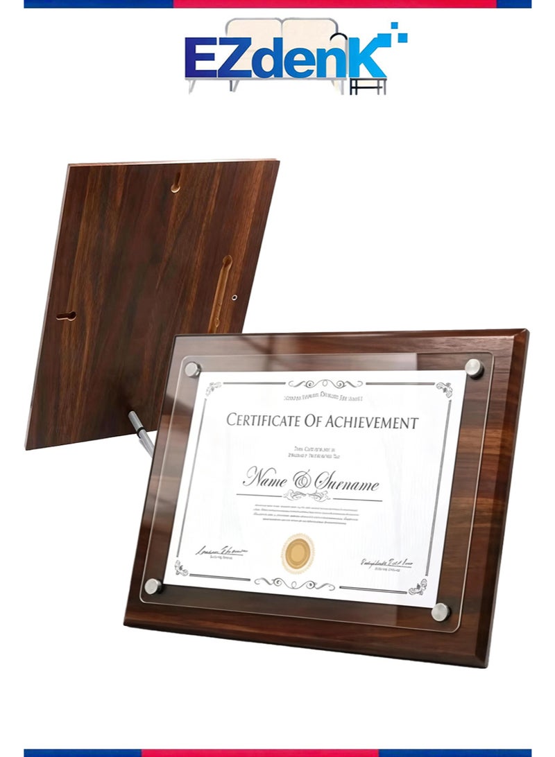 EZdenK Honor A3 Business License Study Desk with Straight-Edged Walnut Tone Frame Wooden Picture Frame - Image 1